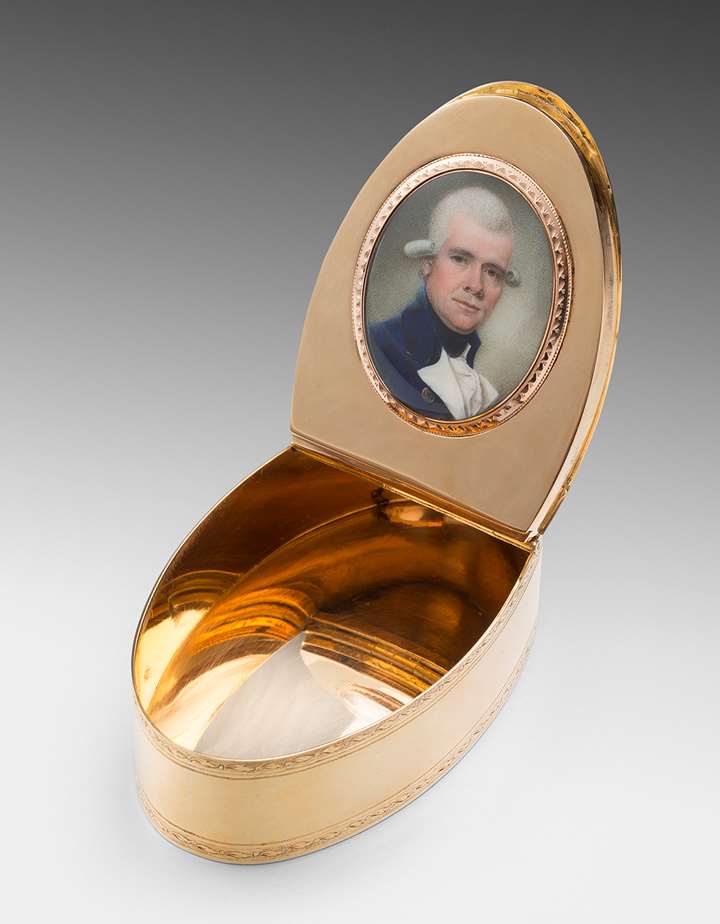 A George III Gold Elliptical Gold Box with Portrait Miniature